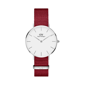 Montre à quartz en tissu Roselyn - Bordeaux et argenté - 32 mm - 02 - 33646144