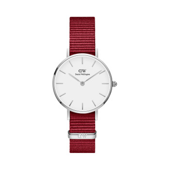 Montre à quartz en tissu Roselyn - Bordeaux et argenté - 28 mm - 02 - 33646145