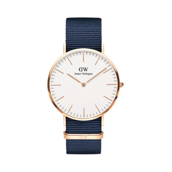 Montre à quartz en tissu nato Classic Bayswater - 36 mm - Bleu et doré - 02 - 33646175