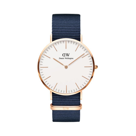 Montre à quartz en tissu nato Classic Bayswater - 36 mm - Bleu et doré - 02 - 33646175