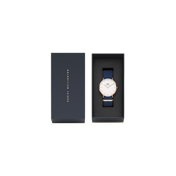 Montre à quartz en tissu nato Classic Bayswater - 36 mm - Bleu et doré - 02 - 33646175