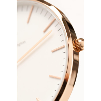 Montre à quartz en tissu nato Classic Dover - 36 mm - Blanc et doré - 02 - 33646218