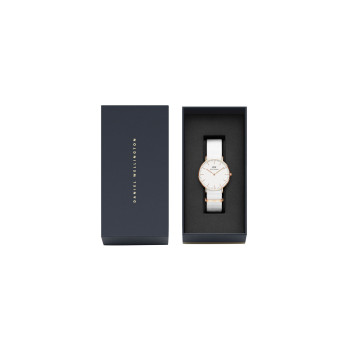 Montre à quartz en tissu nato Classic Dover - 36 mm - Blanc et doré - 02 - 33646218