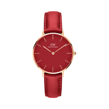 Montre à quartz en cuir Petite Suffolk - 32 mm - Rouge et doré - 02 - 33646220