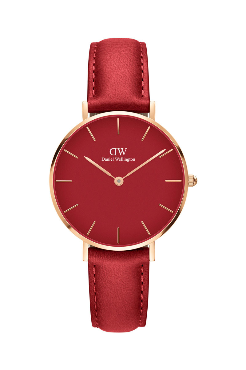 Montre à quartz en cuir Petite Suffolk - 32 mm - Rouge et doré - 02 - 33646220