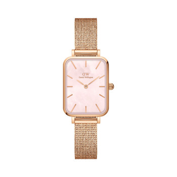 Montre à quartz en acier Quadro - 20 x 26 mm - Doré rose et rose - 02 - 33646228