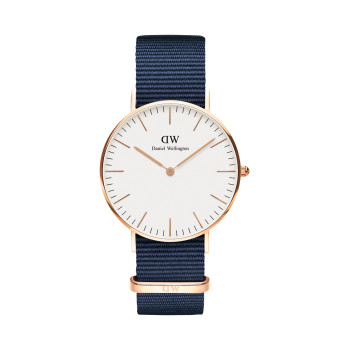 Montre à quartz en polyester Bayswater - 36 mm - Bleu marine et doré rose - 02 - 33646249