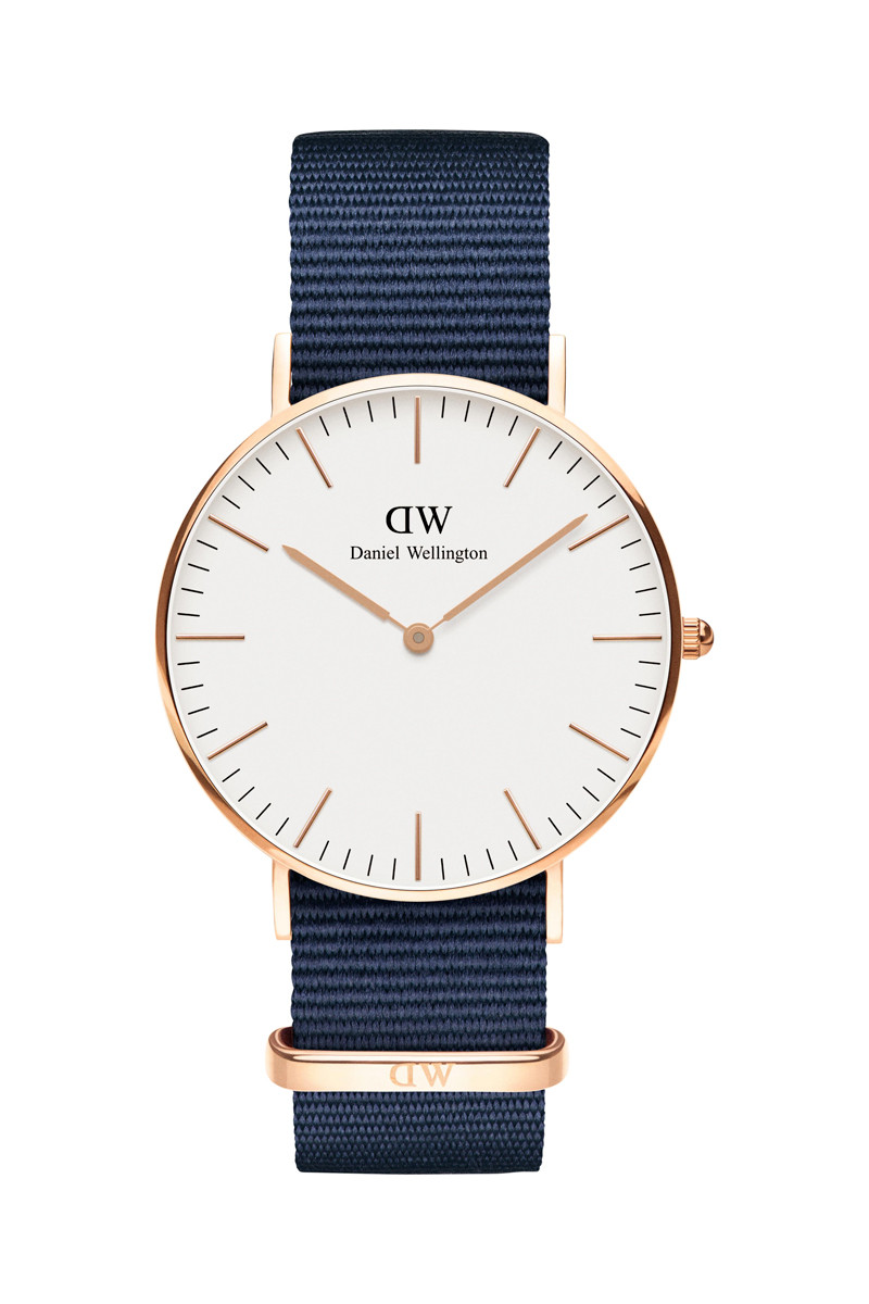 Montre à quartz en polyester Bayswater - 36 mm - Bleu marine et doré rose - 02 - 33646249