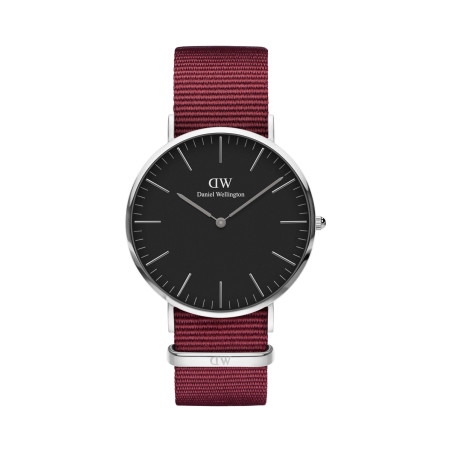 Montre à quartz en polyester Roselyn - 40 mm - Bordeaux et argenté - 02 - 33646256