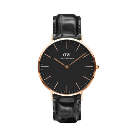 Montre à quartz en cuir Classic Reading -  40 mm - Noir - 02 - 33646257