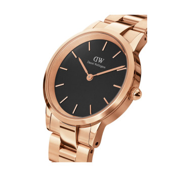 Montre à quartz en acier Iconic Link - 28 mm - Doré rose et noir - 02 - 33646259