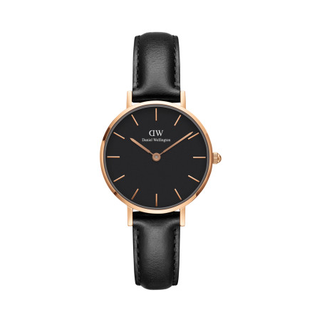 Montre à quartz en cuir Sheffield - 28 mm - Noir et doré rose - 02 - 33646260