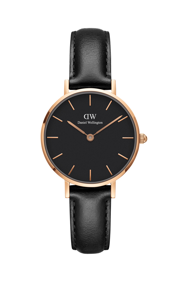 Montre à quartz en cuir Sheffield - 28 mm - Noir et doré rose - 02 - 33646260