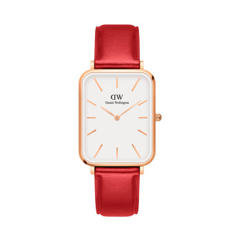 Montre en cuir Pressed Suffolk - 29 x 36,5 mm - Rouge et doré rose - 02 - 33646269