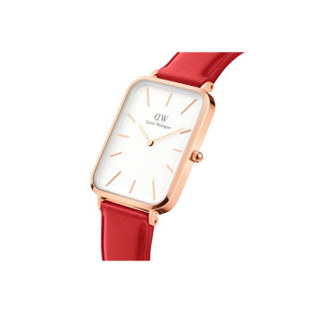 Montre en cuir Pressed Suffolk - 29 x 36,5 mm - Rouge et doré rose - 02 - 33646269