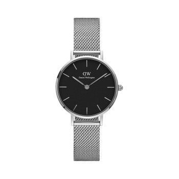 Montre à quartz en acier Sterling - 28 mm - Argenté et noir - 02 - 33646292