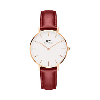 Montre à quartz en cuir et plaqué or rose Suffolk - 28 mm -  Marron et doré rose - 02 - 33646296