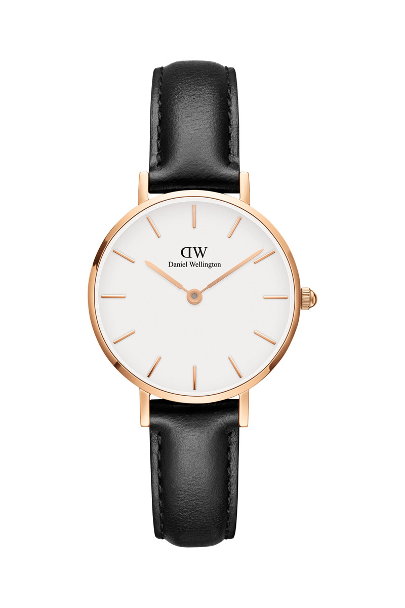 Montre à quartz en cuir Sheffield - 28 mm - Noir et doré rose - 02 - 33646311