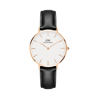 Montre à quartz en cuir Sheffield - 32 mm - Noir et doré rose - 02 - 33646318