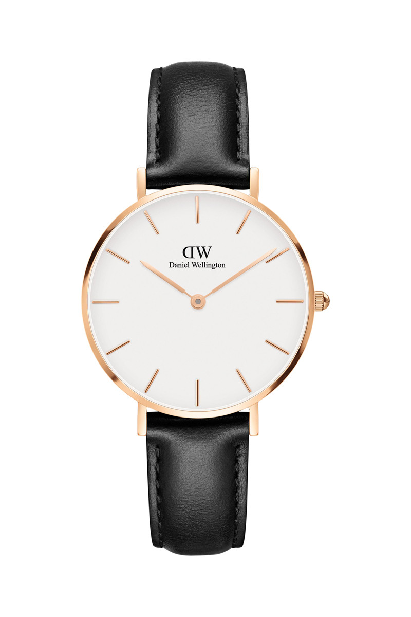 Montre à quartz en cuir Sheffield - 32 mm - Noir et doré rose - 02 - 33646318