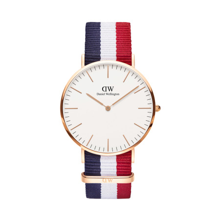 Montre à quartz en polyester Cambridge - 40 mm - Bleu et rouge - 02 - 33646319