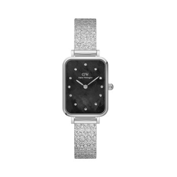 Montre à quartz en acier Quadro - 20 x 26 mm - Argenté et noir - 02 - 33646328