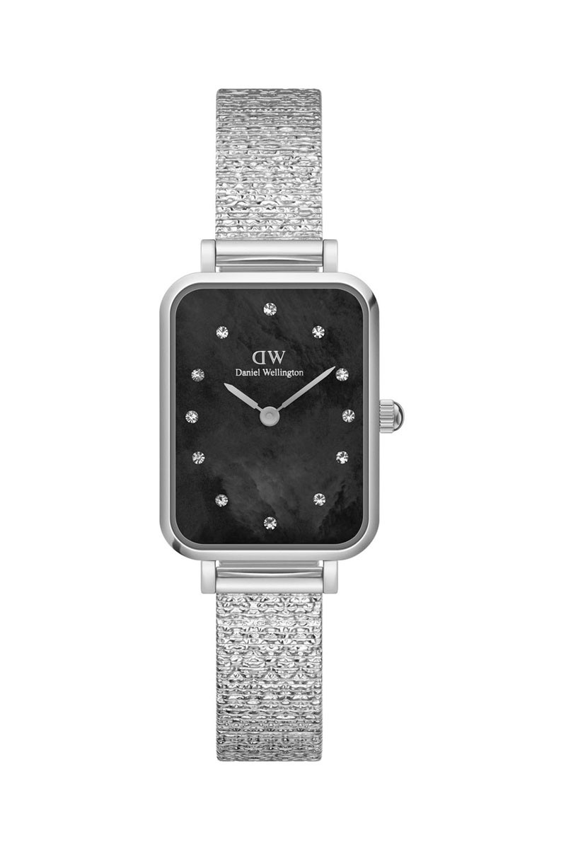 Montre à quartz en acier Quadro - 20 x 26 mm - Argenté et noir - 02 - 33646328