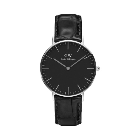 Montre en cuir Reading - 36 mm - Noir et argenté - 02 - 33646335