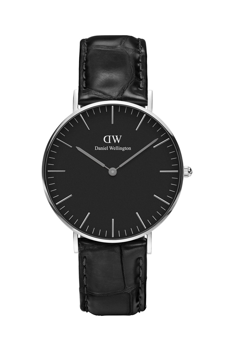 Montre en cuir Reading - 36 mm - Noir et argenté - 02 - 33646335