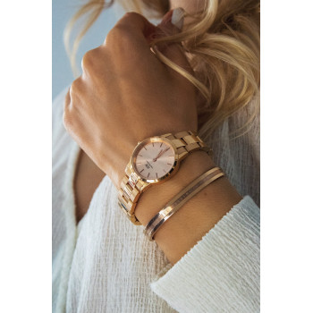 Montre en acier Iconic Link - 32 mm - Doré rose et rose - 02 - 33646339