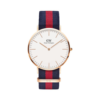 Montre à quartz en polyester Classic Oxford -  40 mm - Bleu et doré - 02 - 33646344