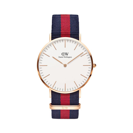 Montre à quartz en polyester Classic Oxford -  40 mm - Bleu et doré - 02 - 33646344