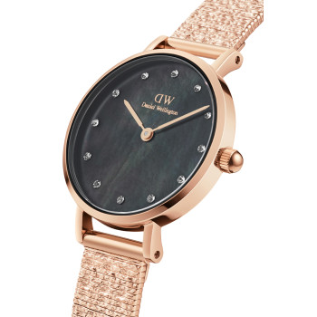 Montre à quartz en acier Petite - 28 mm - Doré rose et noir - 02 - 33646350