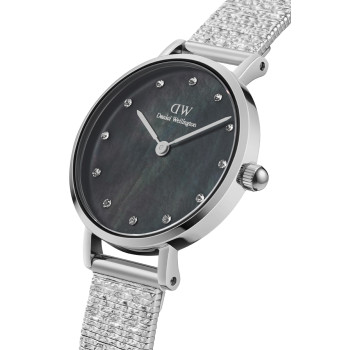 Montre à quartz en acier Petite - 28 mm - Argenté et noir - 02 - 33646352