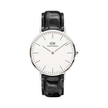 Montre à quartz en cuir Classic Reading - Noir et argenté - 02 - 33646364