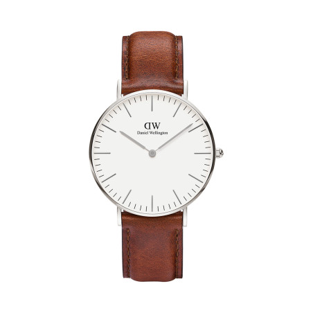 Montre à quartz en cuir Classic St Mawes - Marron et argenté - 02 - 33646374