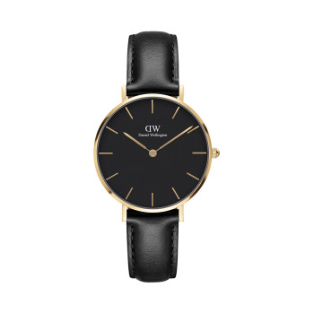 Montre à quartz en cuir et plaqué or jaune Petite Sheffield - 02 - 33646379