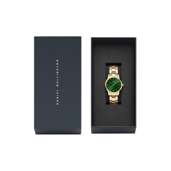 Montre à quartz en acier et plaqué or jaune Iconic Link Emerald - 02 - 33646384