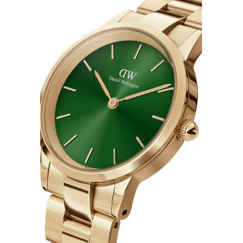 Montre à quartz en acier et plaqué or jaune Iconic Link Emerald - 02 - 33646384