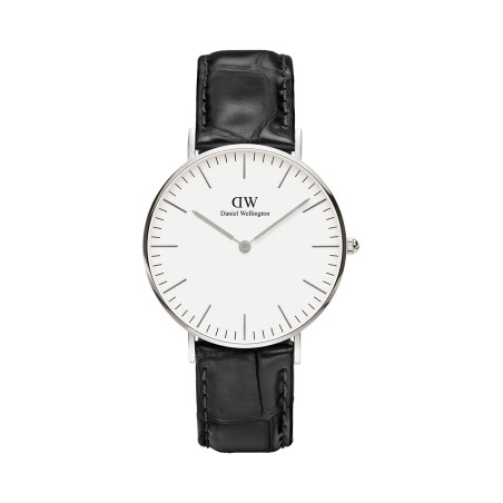 Montre à quartz en cuir Classic Reading - Noir et argenté - 02 - 33646388