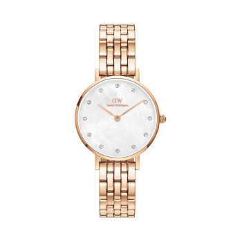 Montre à quartz en acier, nacre et plaqué or rose Petite Lumine - 02 - 33646392