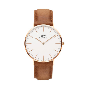 Montre à quartz en cuir et plaqué or rose Classic Durham - 02 - 33646393