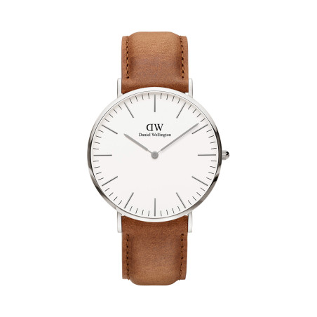 Montre à quartz en cuir Classic Durham - Camel et argenté - 02 - 33646399