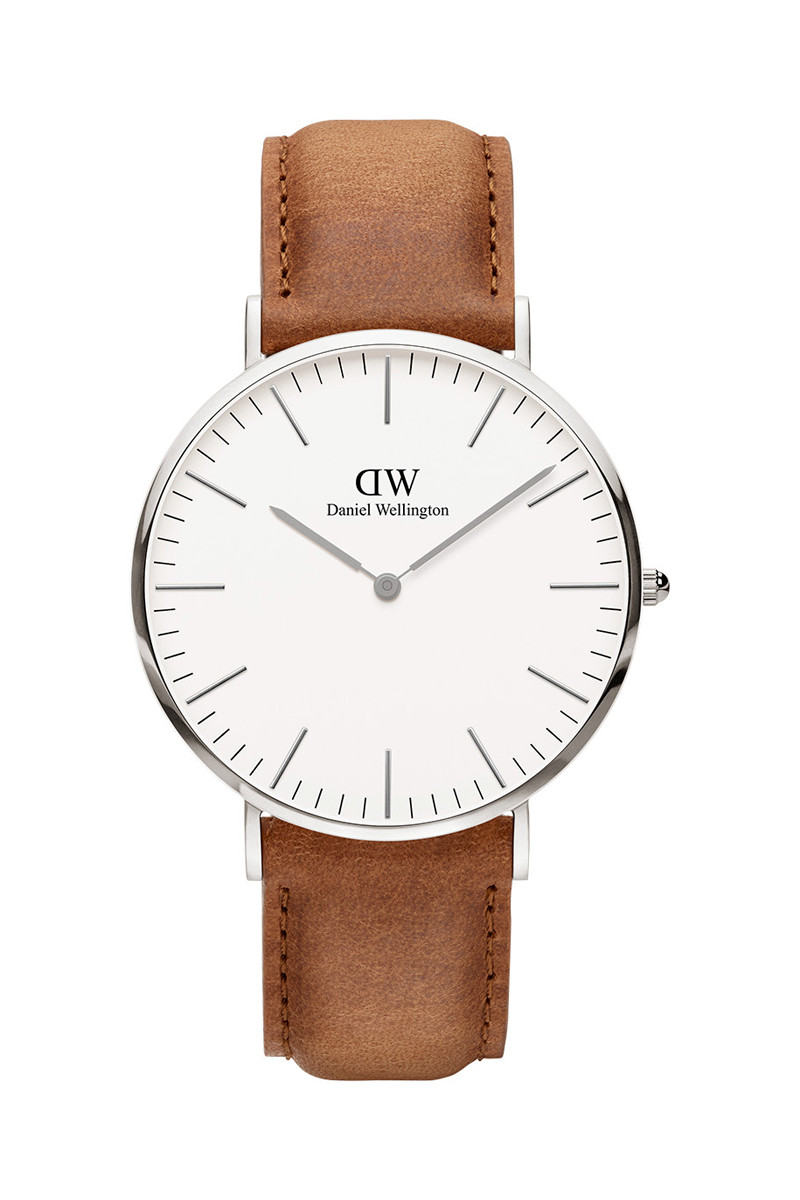 Montre à quartz en cuir Classic Durham - Camel et argenté - 02 - 33646399