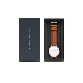 Montre à quartz en cuir Classic Durham - Camel et argenté - 02 - 33646399