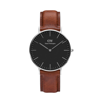 Montre à quartz en cuir Classic St Mawes - Marron et argenté - 02 - 33646400