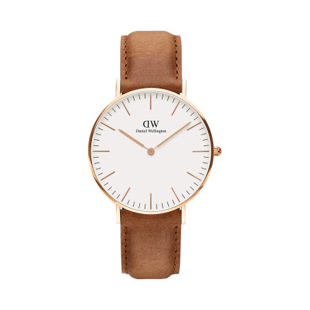 Montre à quartz en cuir et plaqué or rose Classic Durham - 02 - 33646404