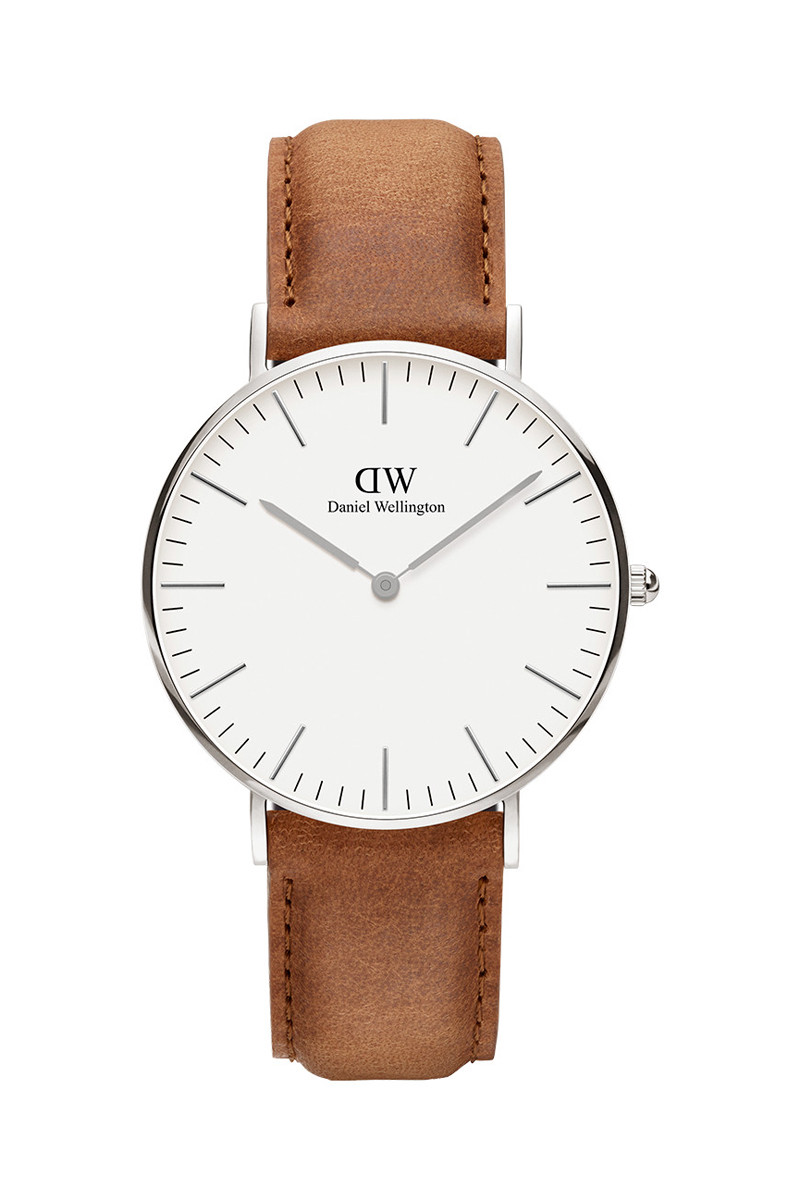 Montre à quartz en cuir Classic Durham - Camel et argenté - 02 - 33646405