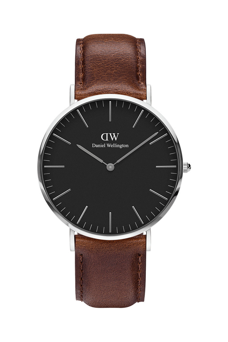 Montre à quartz en cuir Classic Bristol - Marron et argenté - 02 - 33646410