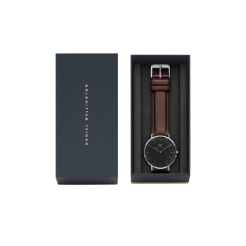 Montre à quartz en cuir Classic Bristol - Marron et argenté - 02 - 33646410